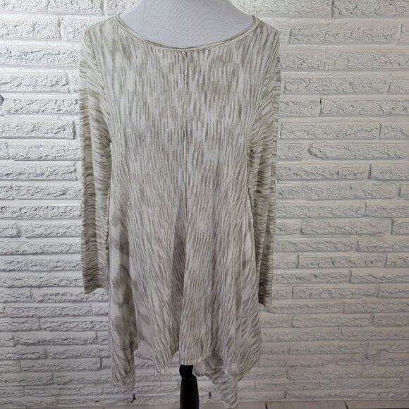 Knox Rose Women Top 1 1X Plus Tunic Gray Watercolor Asymmetric WAT93XE - Picture 1 of 9